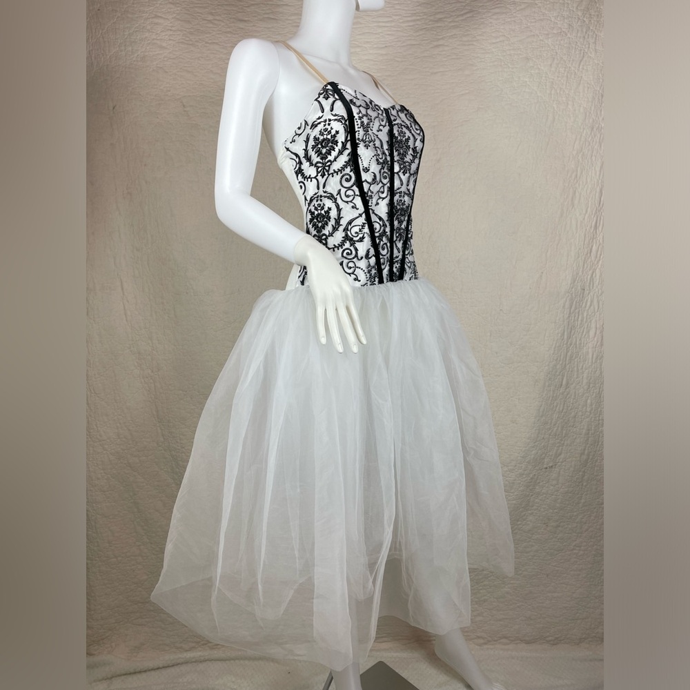 🔥Curtain Call Costumes Black & White Tulle Dance Dress  10 Adult Glam Romantic - Picture 3 of 12